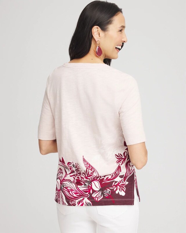 Floral Slub Scoop Neck Tee - image 3